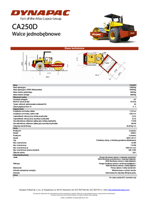 Pojedyncze walce drogowe Dynapac CA 250 D