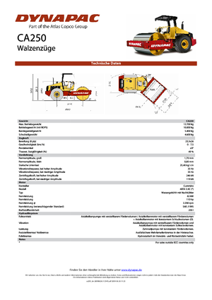 Pojedyncze walce drogowe Dynapac CA 250