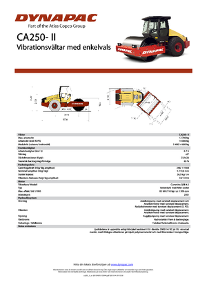 Pojedyncze walce drogowe Dynapac CA 250-II