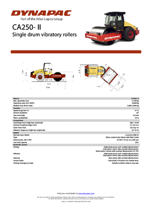 Pojedyncze walce drogowe Dynapac CA 250-II