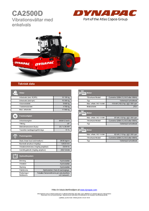 Pojedyncze walce drogowe Dynapac CA 2500 D