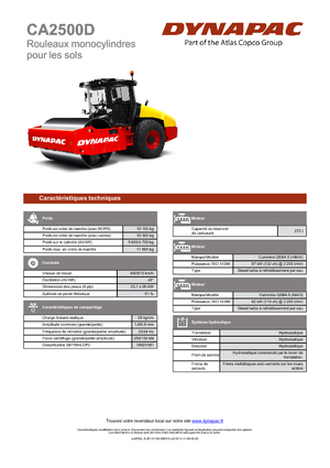 Pojedyncze walce drogowe Dynapac CA 2500 D