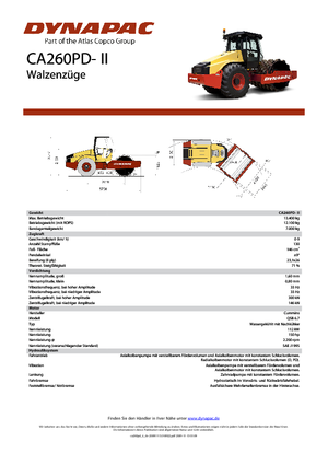 Pojedyncze walce drogowe Dynapac CA 260 PD-II