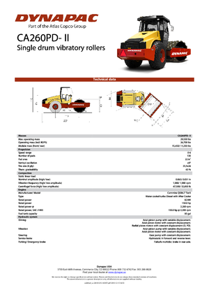 Pojedyncze walce drogowe Dynapac CA 260 PD-II