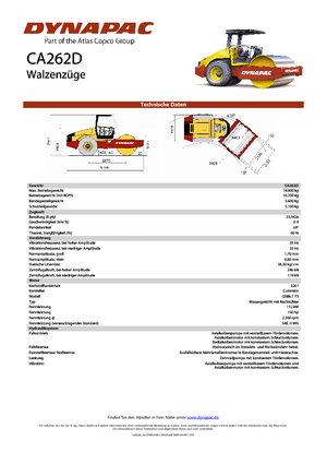 Pojedyncze walce drogowe Dynapac CA 262 D