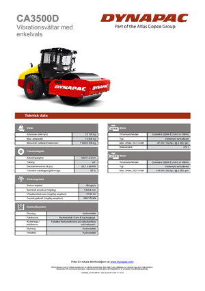 Pojedyncze walce drogowe Dynapac CA 3500 D