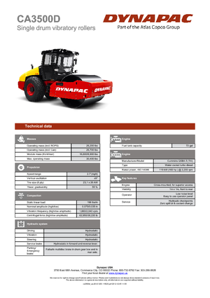 Pojedyncze walce drogowe Dynapac CA 3500 D