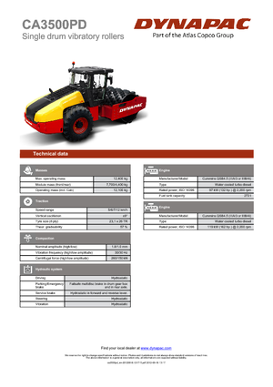 Pojedyncze walce drogowe Dynapac CA 3500 PD