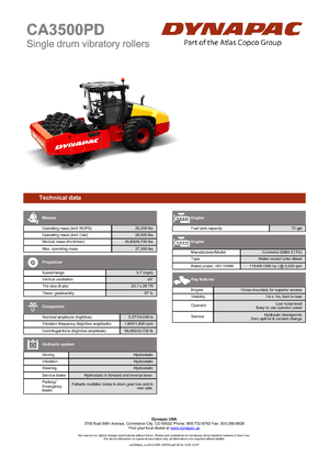 Pojedyncze walce drogowe Dynapac CA 3500 PD