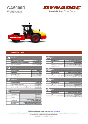 Pojedyncze walce drogowe Dynapac CA 5000 D