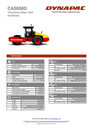 Pojedyncze walce drogowe Dynapac CA 5000 D