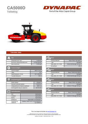 Pojedyncze walce drogowe Dynapac CA 5000 D