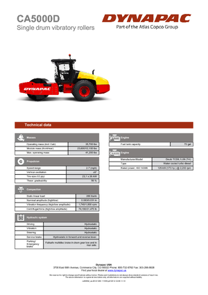 Pojedyncze walce drogowe Dynapac CA 5000 D