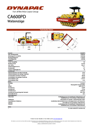 Pojedyncze walce drogowe Dynapac CA 600 PD