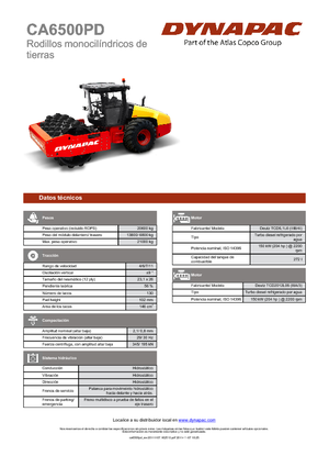 Pojedyncze walce drogowe Dynapac CA 6500 PD