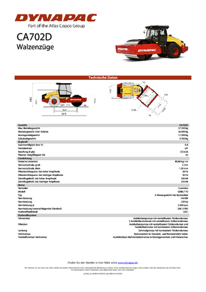 Pojedyncze walce drogowe Dynapac CA 702 D