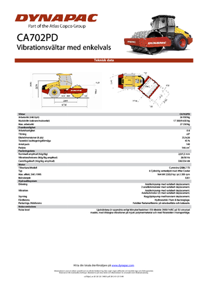 Pojedyncze walce drogowe Dynapac CA 702 PD