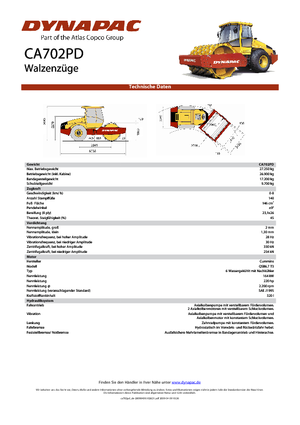 Pojedyncze walce drogowe Dynapac CA 702 PD