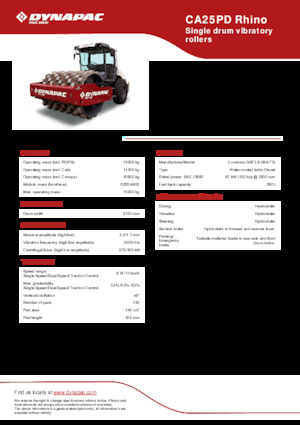 Pojedyncze walce drogowe Dynapac CA25PD Rhino