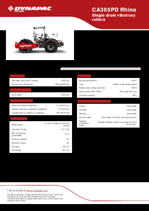 Pojedyncze walce drogowe Dynapac CA305PD Rhino