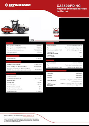 Pojedyncze walce drogowe Dynapac CA3500PD HC