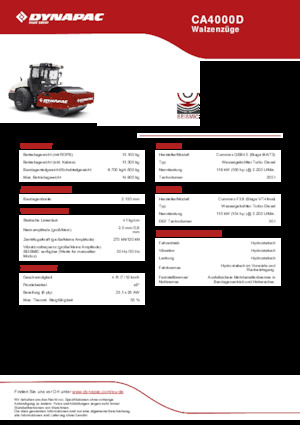 Pojedyncze walce drogowe Dynapac CA4000D