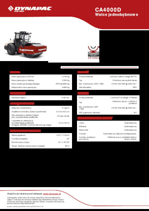 Pojedyncze walce drogowe Dynapac CA4000D
