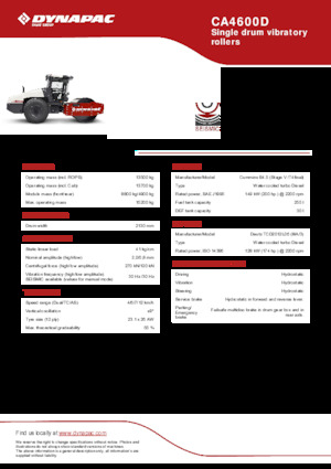 Pojedyncze walce drogowe Dynapac CA4600D