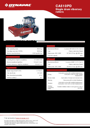 Pojedyncze walce drogowe Dynapac CA510PD