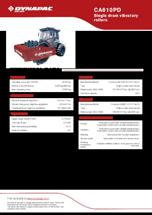 Pojedyncze walce drogowe Dynapac CA610PD