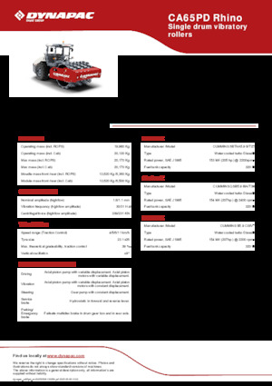 Pojedyncze walce drogowe Dynapac CA65PD Rhino