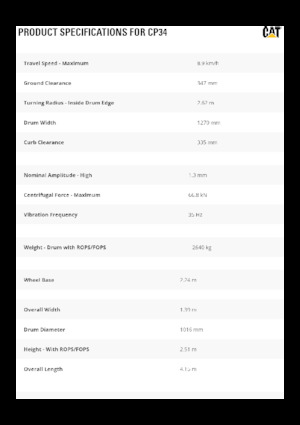 Pojedyncze walce drogowe Caterpillar CP34