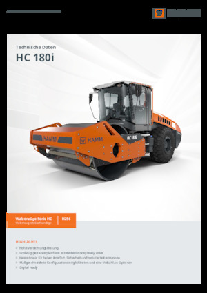 Pojedyncze walce drogowe Hamm HC 180i