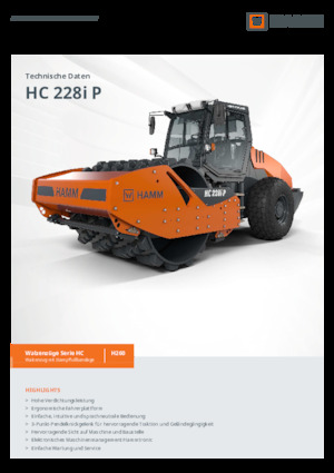 Pojedyncze walce drogowe Hamm HC 228i P