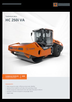 Pojedyncze walce drogowe Hamm HC 250i C VA