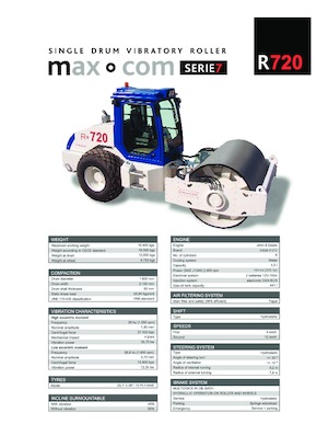 Pojedyncze walce drogowe Max-Com R 720