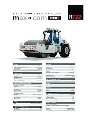 Pojedyncze walce drogowe Max-Com R 722