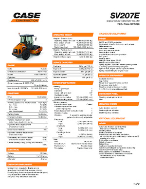 Pojedyncze walce drogowe Case SV207E