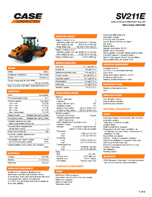 Pojedyncze walce drogowe Case SV211E