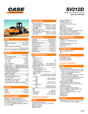 Pojedyncze walce drogowe Case SV212D