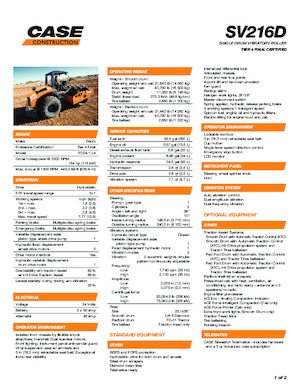 Pojedyncze walce drogowe Case SV216D