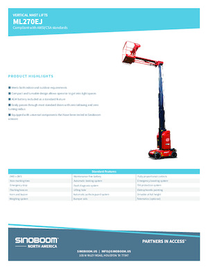 Kołowe platformy robocze z masztem pionowym Sinoboom ML270EJ