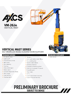 Kołowe platformy robocze z masztem pionowym AXCS VM-26Je