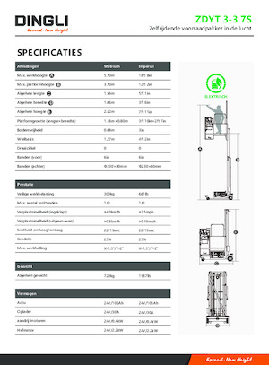 Kołowe platformy robocze z masztem pionowym Dingli ZDYT3-3.7S