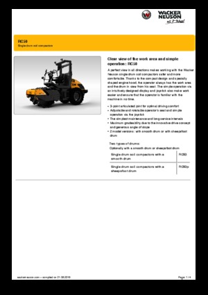 Pojedyncze walce drogowe Wacker Neuson RC50P