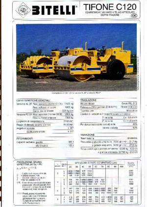Pojedyncze walce drogowe Bitelli Tifone C 120 PD DT
