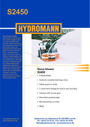 Pługi wirnikowe do odśnieżania Hydromann S 2450