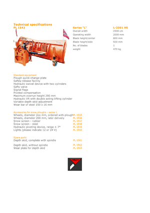 Lekkie pługi śnieżne lemieszowe Hydrac L 2301 HS