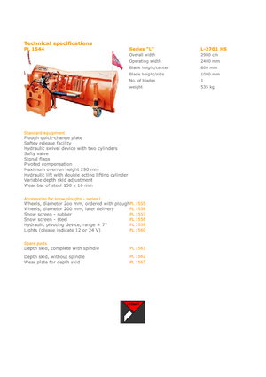Lekkie pługi śnieżne lemieszowe Hydrac L 2701