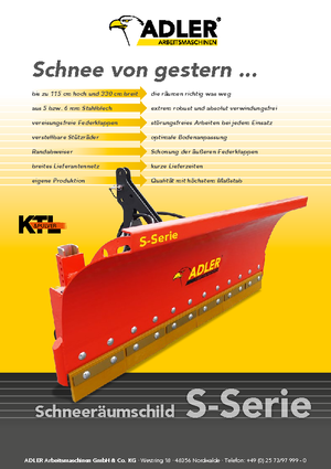 Pługi śnieżne z zabezpieczeniem sprężynowym listwy zgarniającej Adler S 300